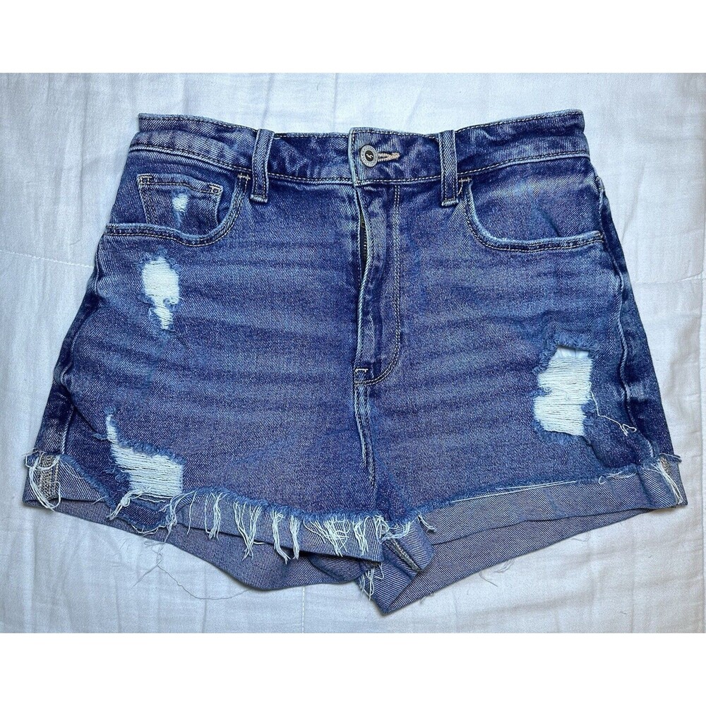 HOLLISTER Ultra High Rise Mom Distressed Jean Shorts 3" JUNIORS SIZE 5/27